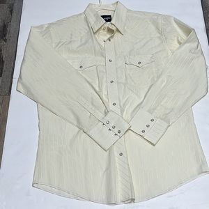 Wrangler Long Sleeve Button Down Striped Size Large Pearl Snap Buttons. C5